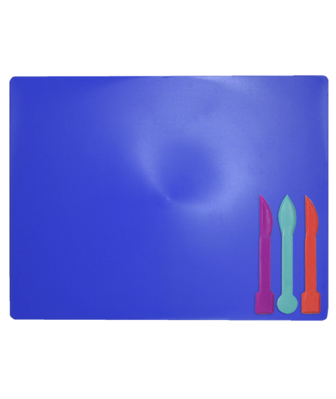 Tăbliță pentru plastilină + 3 ustensile de modelare, albastră, ZiBi